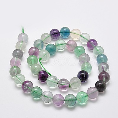 Natural Fluorite Beads Strands G-E112-6mm-18-1