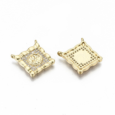 Brass Micro Pave Clear Cubic Zirconia Pendant Link ZIRC-S067-136-NF-1