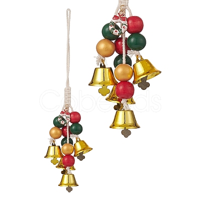 Christmas Theme Schima Wood Beaded Pendant Decorations HJEW-JM00925-1