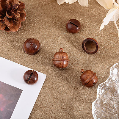 Openable Wood Pendants WOOD-WH0001-08-1