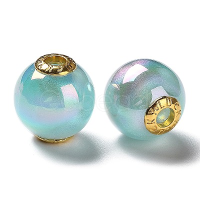 Rainbow Iridescent Plating Acrylic European Beads OACR-P019-03A-M-1