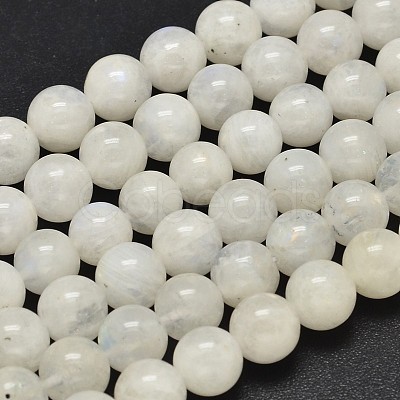 Round Grade A Natural Rainbow Moonstone Bead Strands G-M304-06-10mm-1