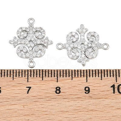 Brass Micro Pave Clear Cubic Zirconia Connector Charms CU-CBA7BFE-03F-P-1