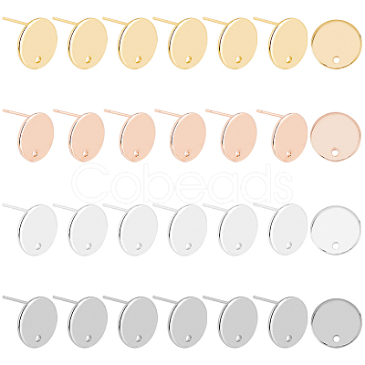 24Pcs 4 Colors 201 Stainless Steel Stud Earring Findings STAS-FH0001-78-1