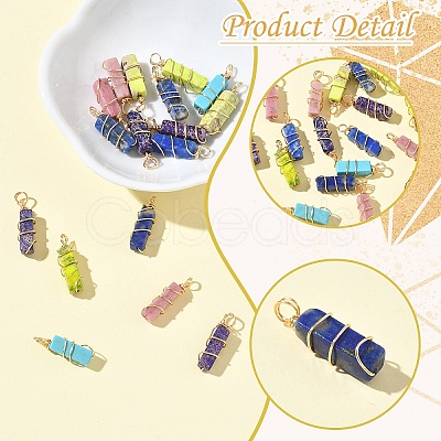 20Pcs 5 Styles Natural & Synthetic Gemstone Pendants PALLOY-YW00084-1
