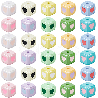 40Pcs Opaque Acrylic Enamel Beads OACR-PA0001-92-1