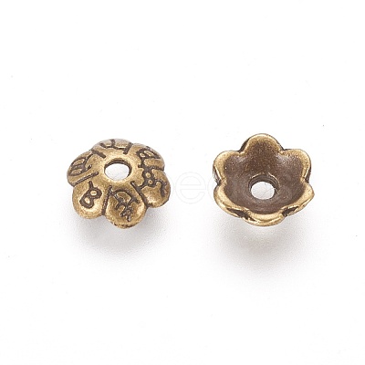 6-Petal Tibetan Style Alloy Flower Bead Caps TIBE-S220-AB-01-NR-1