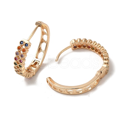 Brass Micro Pave Colorful Cubic Zirconia Hoop Earrings EJEW-M238-70KCG-1