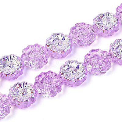 Electroplate Transparent Glass Beads Strands EGLA-N055-01B-1