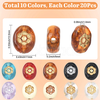 200Pcs 10 Colors Opaque & Transparent Acrylic Metal Enlaced Beads OACR-SC0002-69-1