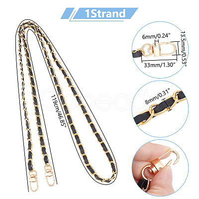 Zinc Alloy with PU Leather Chain Bag Strap AJEW-WH0472-65KCG-1