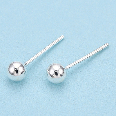 925 Sterling Silver Round Ball Stud Earrings STER-T005-01E-1