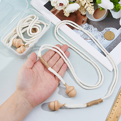2Pcs Macrame Cotton Cord Curtain Tiebacks Clips HJEW-FH00223-1