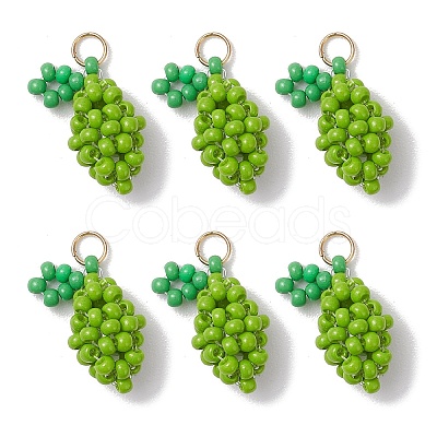 Glass Seed Beaded Lemon Pendants PALLOY-MZ00853-02-1