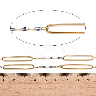 304 Stainless Steel Enamel Dapped Chain Oval Link Chains CHS-K021-15G-08-1