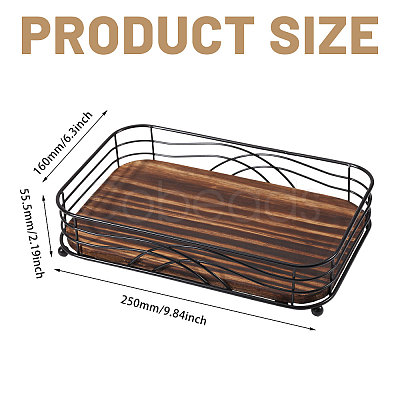 Wood and Iron Desktop Tissue Storage Holder AJEW-WH0410-106-1