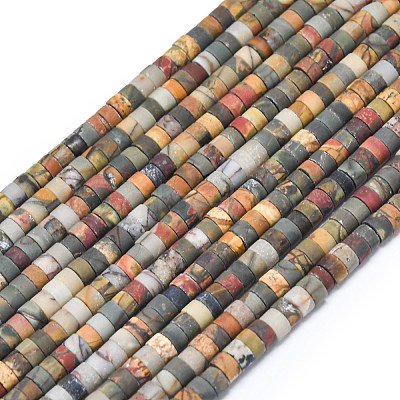 Natural Red Picasso Jasper/Polychrome Jasper Beads Strands G-P575-B10-4x2mm-1