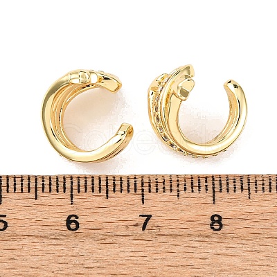 Brass Micro Pave Clear Cubic Zirconia Cuff Earrings LS-EJEW-D328-02G-01-1