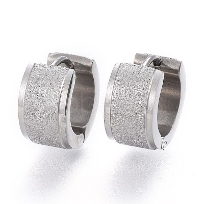 Tarnish Resistant Textured 304 Stainless Steel Huggie Hoop Earrings LS-EJEW-L252-017P-1
