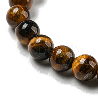 8.5mm Round Natural Tiger Eye Beaded Stretch Bracelets BJEW-C074-01Q-1