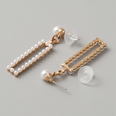Plastic Imitation Pearl Beaded Geometric Dangle Stud Earrings EJEW-WH0013-57D-1