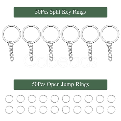 50Pcs Iron Split Key Rings IFIN-YW0003-42-1