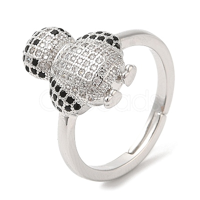 Penguin Cubic Zirconia Adjustable Rings RJEW-K247-01P-1