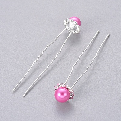 (Defective Closeout Sale) Lady's Hair Accessories Silver Color Plated Iron Ball Hair Forks LS-PHAR-XCP0004-04S-01-1