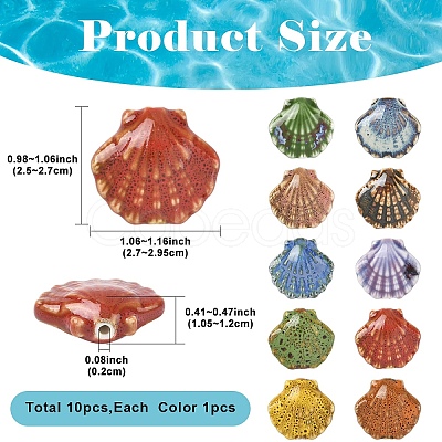 10Pcs 10 Colors Handmade Porcelain Beads PORC-YW0001-55-1