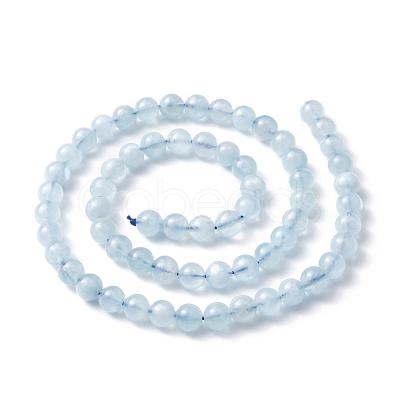 Round Grade AB Natural Aquamarine Bead Strands G-F289-01-6mm-1