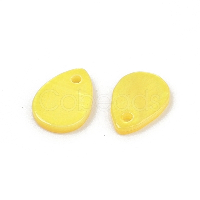 Spray Painted Natural Freshwater Shell Teardrop Charms LS-SHEL-K006-47C-1