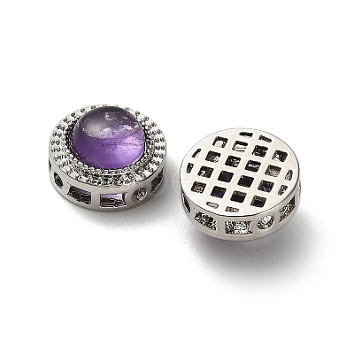 Brass Pave Natural Amethyst Multi-Strand Links KK-D366-01P-C-1