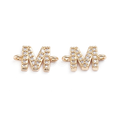 Brass Micro Pave Cubic Zirconia Letter Links ZIRC-I042-16G-M-1