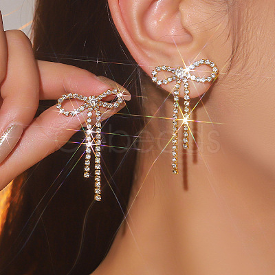 Brass Rhinestone Stud Earrings FS-WG4CB7C-02-1