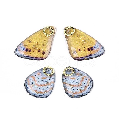 Transparent Epoxy Resin Butterfly Wing Pendants RESI-N045-06C-1
