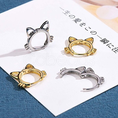 Women Cat Brass Leverback Earrings JE965A-1