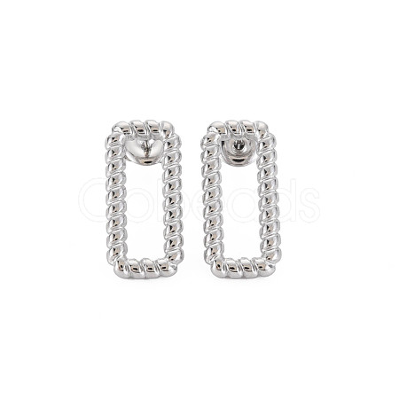 304 Stainless Steel Hollow Rectangle Stud Earrings for Woman EJEW-N097-002P-1