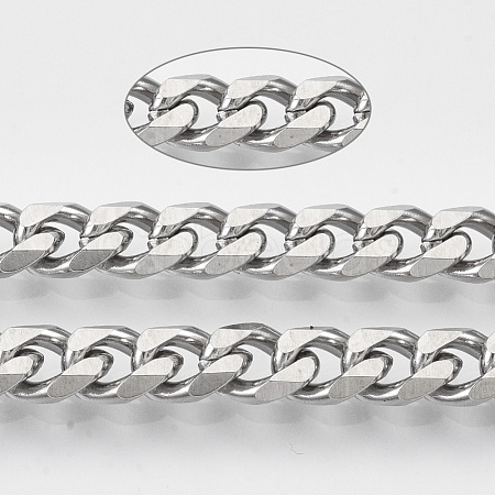 Tarnish Resistant 201 Stainless Steel Cuban Link Chains STAS-R100-23-1
