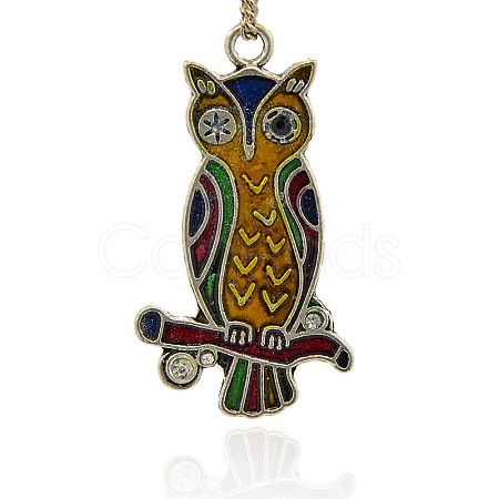 Antique Silver Alloy Enamel Pendants ENAM-J265-01AS-1