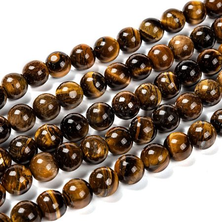 Natural Grade AB Tiger Eye Round Beads Strands X-G-O047-02-10mm-1