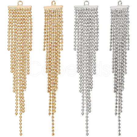 6Pcs 2 Colors Brass Ball Chains Tassel Big Pendants KK-BBC0007-49-1