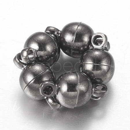 Round Brass Magnetic Clasps with Loops X-MC019-B-1