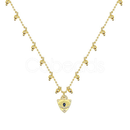 Eye Brass Micro Pave Cubic Zirconia Pendant Necklaces NJEW-PH01393-1