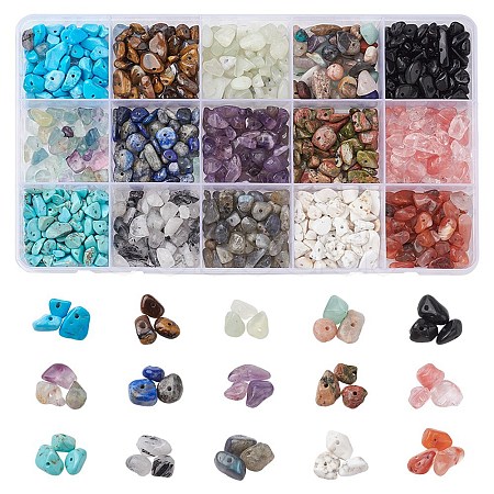 180G 15 Styles Natural & Synthetic Mixed Gemstone Beads Set G-FS0005-73-1