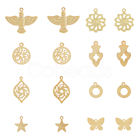 64Pcs 16 Style Rack Plating Brass Pendants KK-FH0006-67-1