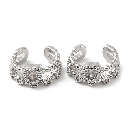 Brass Micro Pave Cubic Zirconia Cuff Earrings EJEW-E290-06P-1