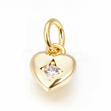 Brass Micro Pave Cubic Zirconia Charms ZIRC-F095-04G-1