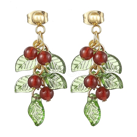 Christmas Natural Carnelian Stud Earring EJEW-TA00477-1