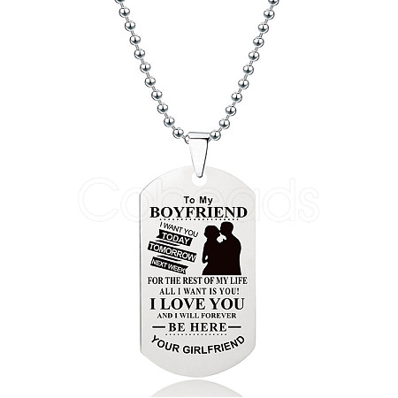 201 Stainless Steel To My Boyfriend Dog Tag Pendant Ball Chain Necklaces FS-WG527E6-25-1