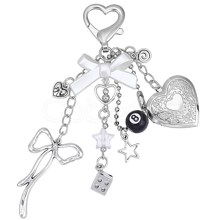 1Pc Heart with Bowknot Alloy Pendant Decorations KEYC-BM0001-22-1